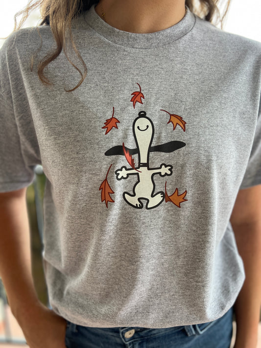 Dancing Autumn Beagle - Short-Sleeve Shirt - Grey Color