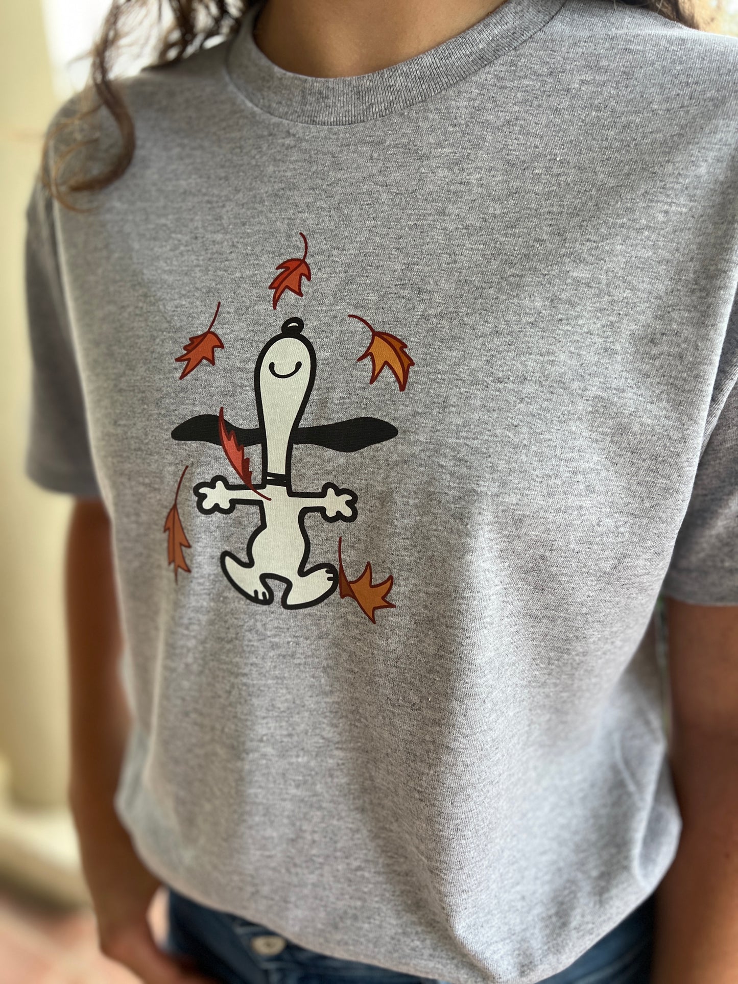 Dancing Autumn Beagle - Short-Sleeve Shirt - Grey Color